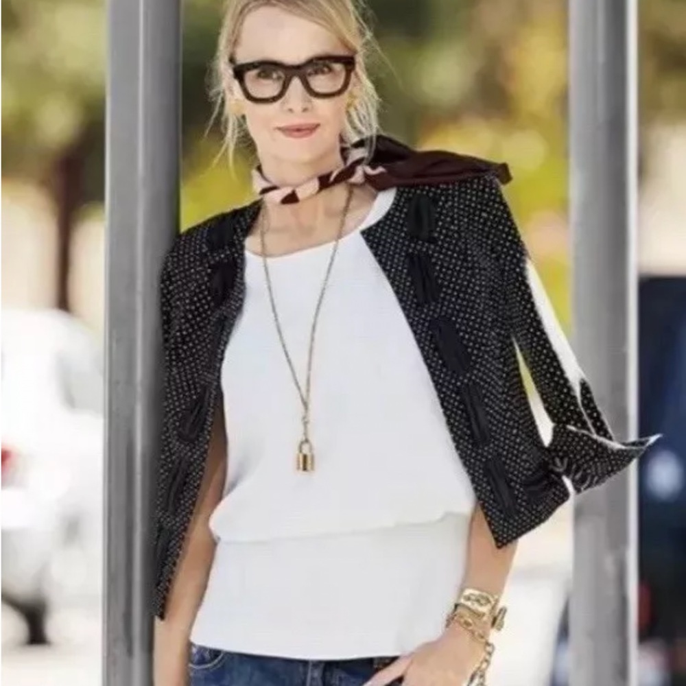 Cabi Seaside Chic Blazer Polka Dot Jacket Black White Size 4